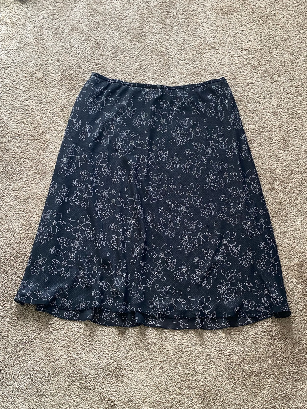 90s Grunge Floral Elastic A-Line Midi Skirt 2X